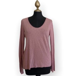 Michael Stars Top Long Sleeve Shirt Mauve Pink Bell Sleeve Scoop Neck Size Small